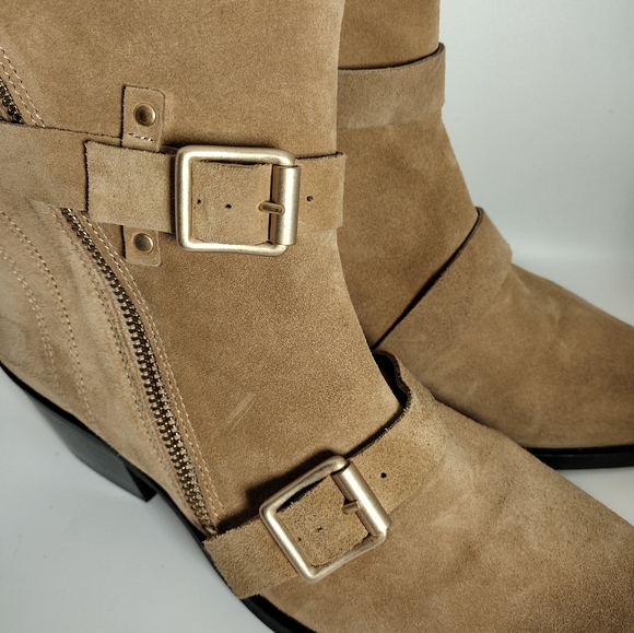 AllSaints Lior Suede Zip Bootie Desert Sand EU size 39 US Size 9 NWOB - Picture 6 of 15
